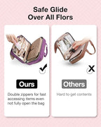 BAGSMART Toiletry Bag Hanging Travel Makeup Organizer with TSA Approved Transparent Cosmetic Bag Makeup Bag for Full Sized Toiletries, Large-Purple