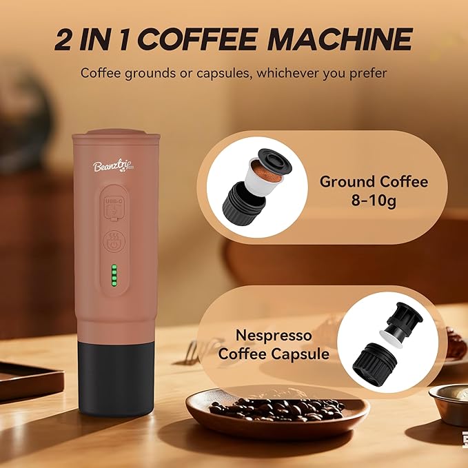 H02 PRO Portable Espresso Maker, Mini Electric Coffee Maker Compatible with Ground Coffee & NS Capsule, Father's Day 20 Bar Travel Espresso Machine with Self-Heating for Camping, RV