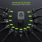 Epicka Pulse Duo 65W Universal Travel Adapter, International Power Adapter with PD & QC 3.0 Fast Charging for 2 Devices Simultaneously, European Travel Plug Adapter, Travel Essentials (Black)