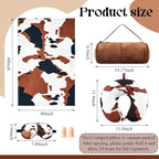 HunnmingRe 5 Pcs Travel Pillow and Blanket Set, 5 in 1 Travel Airplane Compact Includes 40 x 60 Inch Throw Blanket Eye Mask Neck Pillow Earplug and Bag Gifts for Travelers Women(Cow Print,Brown)
