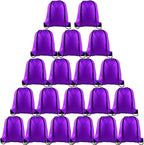 KUUQA 20Pcs Drawstring Backpack Bag Bulk Purple Drawstring Bags String Backpack Sport Gym Sack Bags Foldable Storage Bag for Women Men Shopping Gym Travel Sports