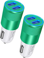 Dual Port Car Phone Charger, [2Pack] 3.4a Fast Charge USB Cargador Carro Lighter Adapter Cigarette Auto Power Adapter Block for iPhone, Samsung Galaxy, Google Pixel, LG, Motorola, GPS, LED Light Car