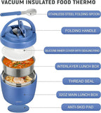 wiwens Thermo Food Jar for Hot Food Adults 32OZ Soup Thermo Lunch Containers Wide Mouth Vacuum Insulated Stainless Steel Leakproof Bento Box with Spoon (Blue)