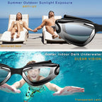 Swim Goggles Swimming Goggles No Leaking with Nose Clip, Earplugs, Swim Cap and Case for Men Women