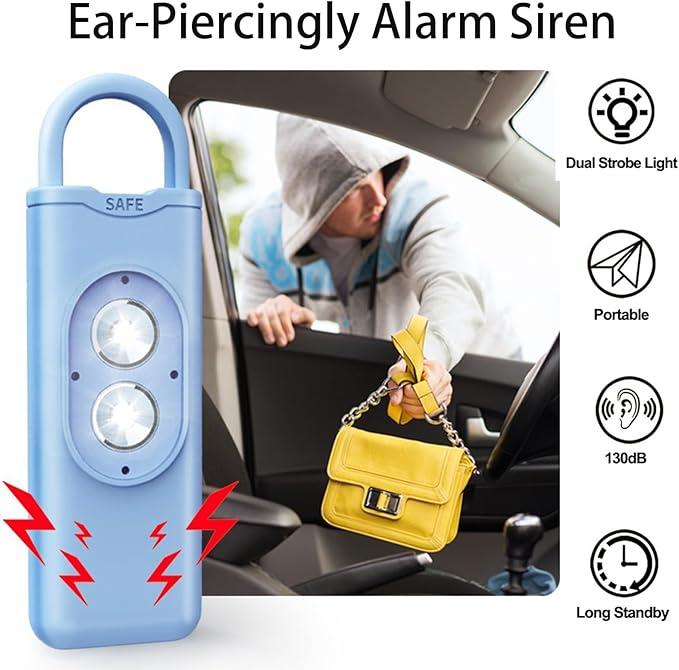 Halo-Siren Alarm, HaloSiren Personal Safety Alarm - Travel Safe Alarm with 130db Loud and LED Strobe Light, Safety Keychain Compatible with Bags, Keys, Backpacks (Orange)