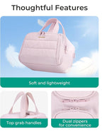 BAGSMART Travel Toiletry Bag, Crush Toiletry Bag for Women, Wide-open Puffy Toiletry Bags for Traveling, Large Travel Cosmetic Makeup Bag Organizer for Accessories,Toiletrie, Pink