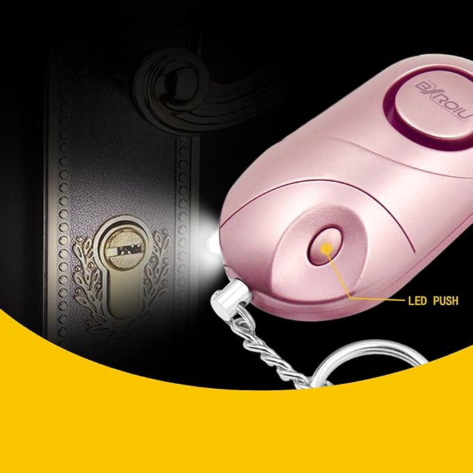 Personal Alarm Siren Emergency Self Defense Security with LED Lights Safety Alarm for Women Kids and Elders (Rose Gold + Black)