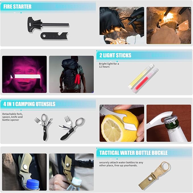 Survival Kit and First Aid Kit, 236PCS Survival Gear Camping Essentials Emergency Medical Supplies with Tactical MOLLE Pouch for Outdoor Adventure, Camping, Hiking, Hunting, Cool Idea