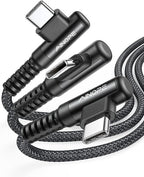 AINOPE Right Angle USB Type C Cable [3-Pack 3.3ft/6.6ft/10ft] 3.1A Fast Charging USB to USB C Cable, Nylon Braided USB C Charging Cable Compatible with Galaxy S21+ Ultra, iPad mini/Air/Pro, Pixel 6X