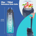 Sahara Sailor Water Bottle, 32/25/17oz Durable and Leakproof Water Bottles Motivational with Time Marker, Tritan, BPA Free, Wide Mouth with Easy Clean Brush for Gym, Travel, School, Office (1 Bottle)