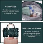 HYC00 Travel Duffel Bag,Carry-on Overnight Weekender Bags for Women,Sports Tote Gym Bag with Wet Pocket