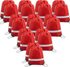 BeeGreen 20 Pieces Red Drawstring Backpacks Bags Bulk, String Bags Reflective Cinch Sack, DIY Blank Drawstring Bags for Women and Men