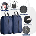 5Pcs XL Travel Shoe Bags Portable Travel Gifts Shoe Organizer with Zipper Closure, Waterproof Nylon Shoe Storage Organizer with Handle Travel Bags For Men and Women, Navy