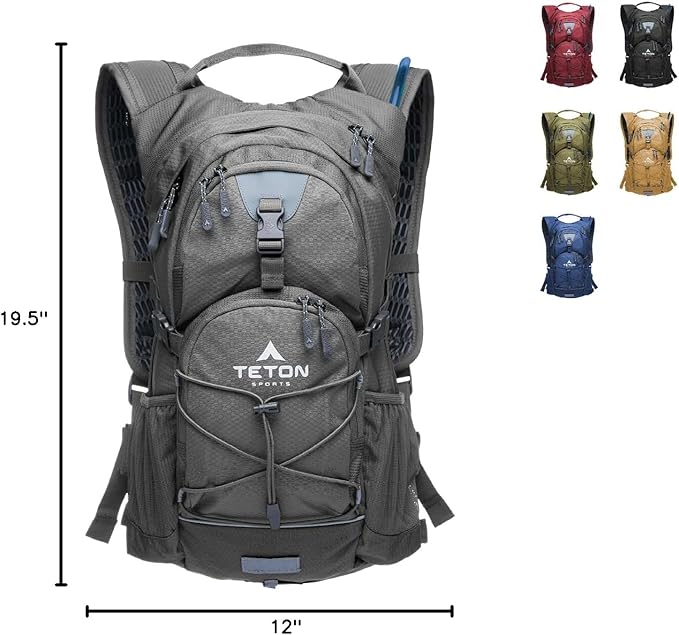 Teton Oasis/Trailrunner Hydration Backpack – Lightweight Water Pack with 2L/3L Bladder for Hiking, Running, Cycling, Biking 18L/22L Sizes – Sewn-in Rain Cover – Fits Men and Women