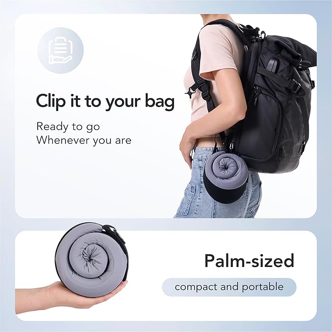 KPNEOL Travel Pillow, 100% Pure Memory Foam Travel Neck Pillow Airplane Neck Support Ergonomic Design for Traveling Suitable for Airplanes,Offices and Cars-Cooling Silk Black