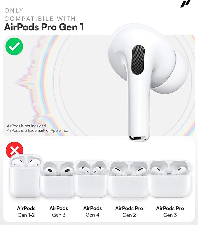 Proof Labs 3 Pairs for AirPods Pro 1st Gen Ear Hooks Covers [Added Storage Pouch] Anti Slip Ear Tips Accessories Compatible with Apple AirPods Pro Generation 1 (White)