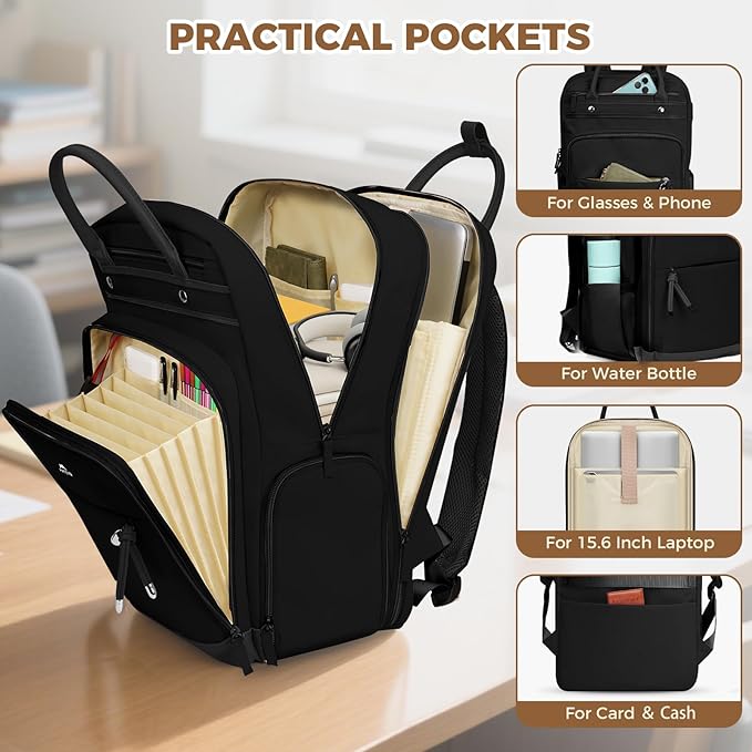 MATEIN Teacher Backpack with Lunch Compartment, 15.6 Inch Lunch Backpack for Men with Organized Pocket, College Laptop Backpacks Meal Prep Bag Gift for Teachers Work Nurse Commute Office
