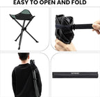 OUTSKIRT Camping Folding Tripod Stools Portable Camping Stools 2 Pack Extra Tall for Adults High Lightweight Camping Stool, Tripod Chairs for Fishing Hiking Backpacking