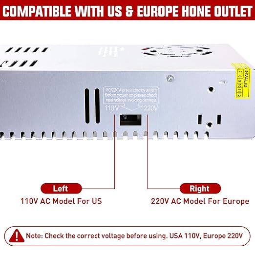Nilight AC 110V/220V to DC 12V Voltage Converter 50A 600W Switching Power Supply Adapter Transformer Low Voltage Output LED Driver for LED Strip Light Radio CCTV Camera Security Video System