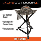 ALPS OutdoorZ Tri-Leg Stool Mossy Oak Original Bottomland Folding Hunting Stool with Steel Frame, 600D Polyester Fabric, Compact Packable Design & Carry Strap for Turkey Hunting & Camping