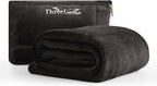 Three Geese 2-in-1 Travel Blanket and Pillow, Soft Flannel Airplane Throw Blanket and Pillow with Luggage Sleeve, 65x40inches, Portable Compact Design with Bag, Ideal for Travel Comfort.
