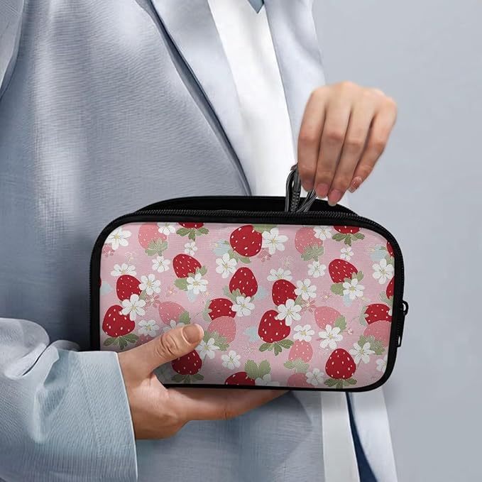 Strawberries Travel Cord Organizers Case Electronic Organizer Travel Cases Storage Bag Travel Cable Organizer Bag Pouch Electronic Accessories Carry Case for Cable Cord