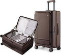 NINETYGO Medium Checked Luggage 25 Inch, Flat Top Opening Check In Luggage with Cup Holder, Expandable, Coffee-Infused PC Hard Shell, Eco-Friendly, TSA Lock, 360° Spinner Wheels (Americano)