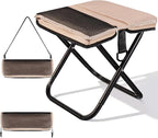 Ultra-Thin Portable Folding Stool - 1.97" Slim Fold, 0.99LB Lightweight, 200LB Capacity Camping Chair for Adults, Compact Collapsible Seat for Outdoor Fishing, Hiking, Events & Queue（Khaki）