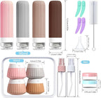 18 Pack Travel Bottles Set, TSA Approved Leak Proof Silicone Squeezable Containers for Toiletries, Refillable Travel Accessories for Conditioner, Shampoo, Lotion & Body Wash Accessories