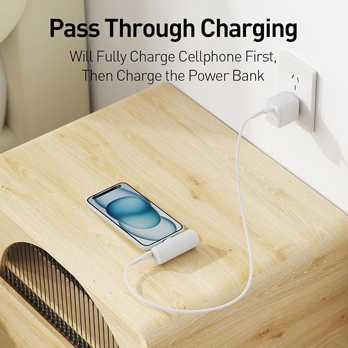 iWALK 4,500mAh Portable Charger for iPhone 15/16/17, Power Bank with Build-in USB C Connector, Battery Pack Phone Charger for iPhone Series, Samsung S22/23/24 Series and Android, White