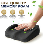 Ergonomic Seat Memory Foam Support Cushion for Back, Car Seat Back Support Cushion for Sciatica Tailbone Pain, Office Desk Chair Car Travel Seat Cushion (Black)