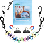 Magnetic Clothesline for Cruise Ship Cabin Approved - Portable Travel Clothes Line,Strong Rubber Coated Non-Scratch Magnets,Travel Clothesline for Cruise Ship Essentials(Updated Stronger Magnets)