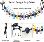 Travel Clothesline Retractable Portable Clothesline with 12 Clips Portable Elastic Camping Clothes Line with Anti-Slip Beads & Stainless Hooks for Hotel, RV, Boat, Outdoor Use (1 Pack)