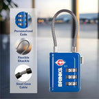Brinks TSA Accepted Indicator Luggage Lock, Blue - Resettable 3-Dial Combination, 1.5 inch Long Cable Shackle, New More Secure TSA008 Key, 4 Pack