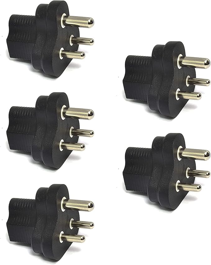 Ceptics India, Nepal BS-546 Travel Power Plug Adapter Accepts NEMA 5-15R - ETL Certified - Industrial Grade (IG-10-5PK)
