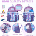 VASCHY Kids Backpack Lunch Bag Set, Girls 2-1 School Bookbag Insulated Lunch Box for Toddlers,Preschool,Daycare,Kindergarten,Elementary School Multi-Color