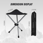 REDCAMP Ultralight Camping Stool with Retractable Legs, Portable 3 Legged Tripod Camping Stools for Adults Fishing Backpacking Hunting, Black