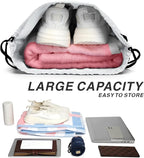 Drawstring Backpack Sports Water Resistant String Bag Sport Gym Sackpack for Women Men Large with Zipper, White