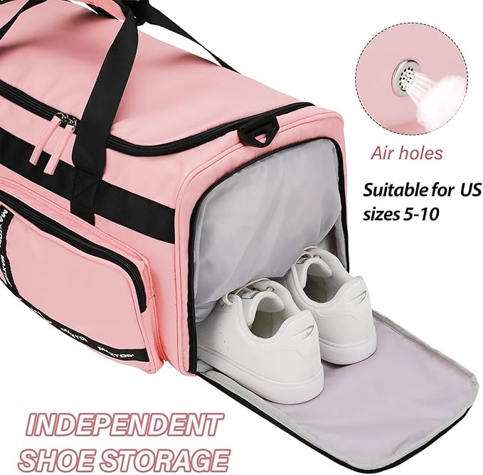 MAXTOP Gym Bag for Women Men Travel Duffle Bag Large Capacity Carry On Weekender Overnight Bag With Shoe Compartment Gym Tote Dry Wet Separation Duffel Bag for Travel