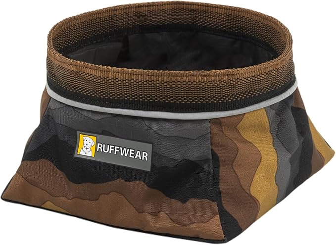 Ruffwear, Quencher Collapsible Dog Bowl, Packable Food & Water Bowl with Waterproof Lining, Water-Resistant Shell, & Reflective Trim, Lightweight, 4.2 Cups (1 L), Moonlight Mountains, Medium