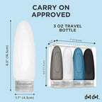 Dot&Dot Leak Proof Travel Bottles - Tubes for Liquid TSA Approved 3oz Silicone Toiletries Travel Shampoo & Conditioner Containers with Labels