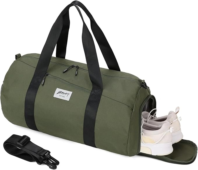 Gym Bags for Men with Side Pocket, 38L Sports Gym Duffle Bag with Adjustable Strap&Shoe Compartment, Large Waterproof Sport Duffel Bags for Travel, Sports, Fitness&Workout(Olive Green)