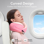 KPNEOL Travel Pillow, 100% Pure Memory Foam Travel Neck Pillow Airplane Neck Support Ergonomic Design for Traveling Suitable for Airplanes,Offices and Cars-Cooling Silk Pink