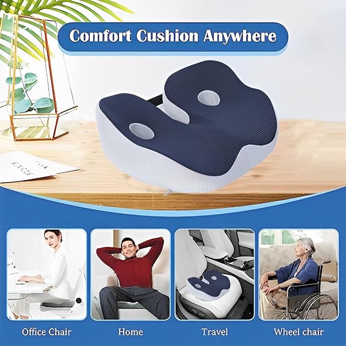 Seat Cushion, Seat Cushion for Sit Bone and Back Pain Relief, Butt, Tailbone, Hip, Hamstring, Posture Support - Memory Foam Comfort Ischial Tuberosity Pillow(Black)