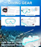 Aegend Snorkeling Gear for Adults Youth Kids, Snorkel Mask with Top Dry Valve - Panoramic View Anti-Leak and Anti-Fog with Mesh Bag for Snorkeling, Scuba Diving, Freediving & Swimming