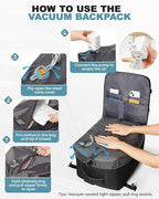 coofay Large Vacuum Backpack Travel with Pump Vacpack Travel Backpack with Vacuum System Compression Backpacks for Travel Easy Vac Pack Carry on Luggage