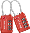 Puroma 2 Pack TSA Approved Luggage Lock, 4 Digit Combination Travel Cable Locks Resettable Code Lock with Zinc Alloy Body for Suitcase, Toolbox, Backpack, Bag, Gym Locker (Basic Red)