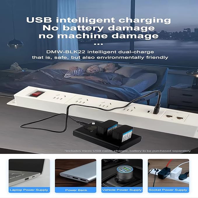 DL-FW50 Fast Dual Charger Quick Charge Portable Power Bank for A5100/A6100/A7s2/ZV-E10, NP-FW50/FZ100/FM500H Battery LCD Display