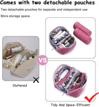 BOYATU Travel Makeup Bags Cosmetic Organizer Bag: 3 Pcs Set Large Capacity Floral Make up Bag with Compartments - Waterproof Leather Toiletry Bags with Handle for Women (20-Red)