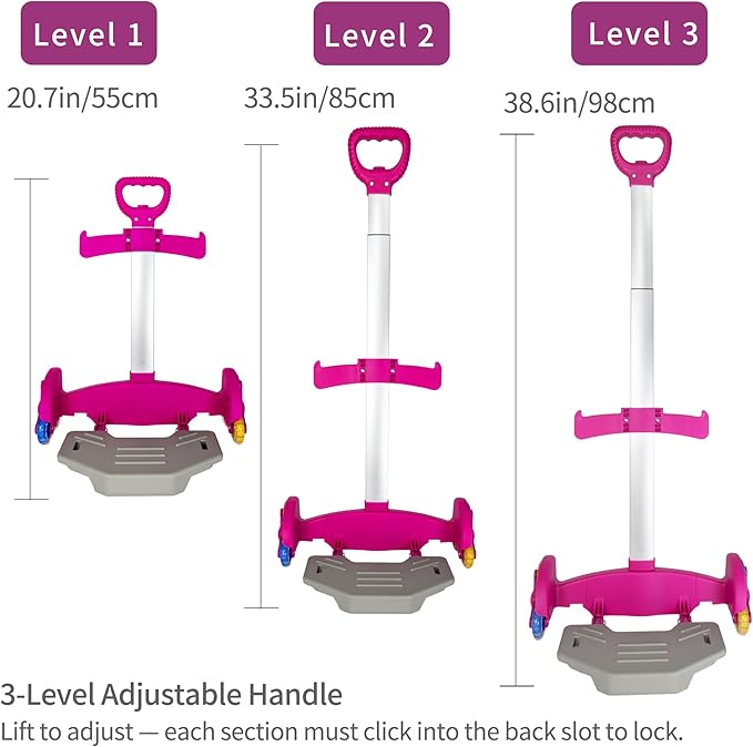 Rolling Backpack Cart for Travel, Commuting & Daily Use – Foldable Aluminum Trolley with Adjustable Handle, Lightweight All-Terrain Backpack Pull Trolley – Rose Pink, 3-Wheel Stair-Climbing